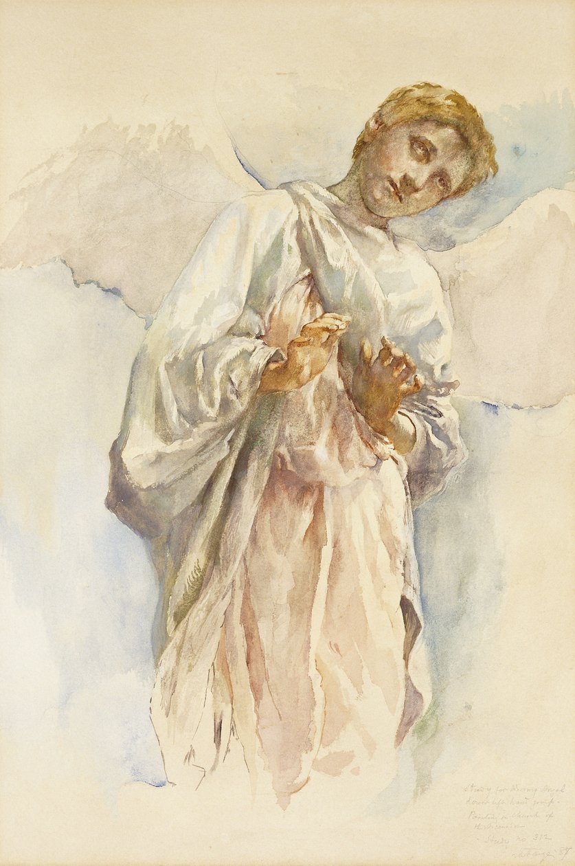 Adoring Angel – Studium do Muralu Wniebowstąpienia, 1887 autorstwa John La Farge or Lafarge