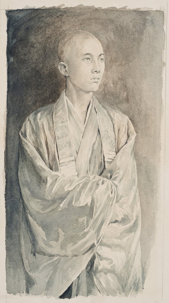 Portret księdza w świątyni Lyemitsu, Nikko, ok. 1888 (pranie w sepii na papierze) autorstwa John La Farge or Lafarge