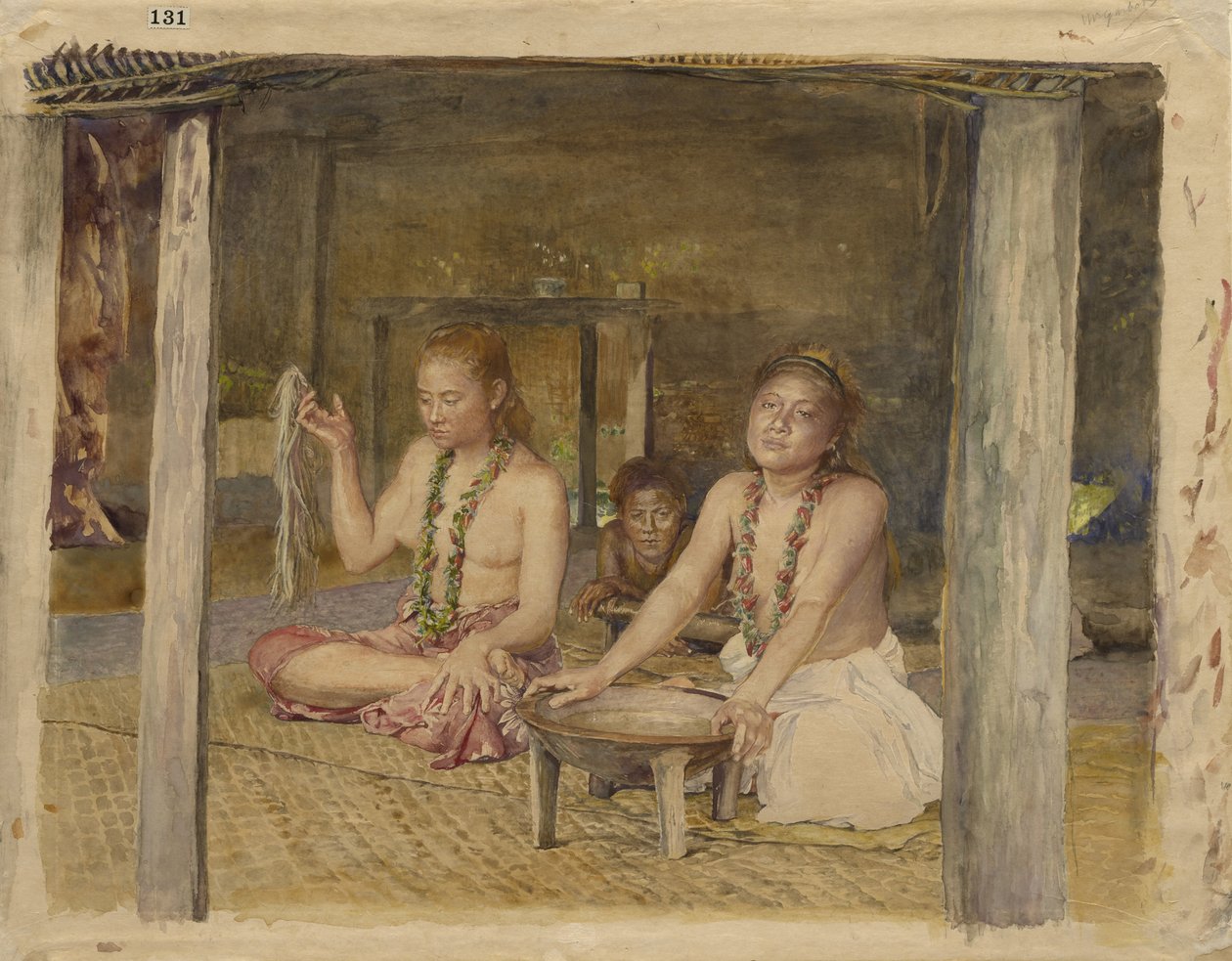Siva z Siakumu Making Kava w domu Tofae, ok. 1893 autorstwa John La Farge or Lafarge