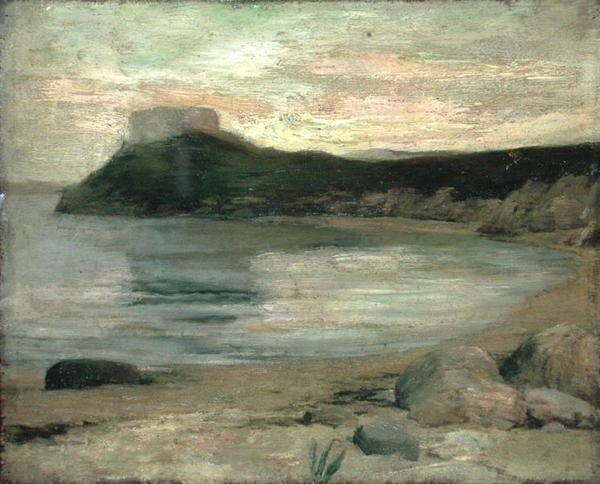 Study of Evening Light, Fort Dumpling, Newport Harbor (olej na płótnie) autorstwa John La Farge or Lafarge