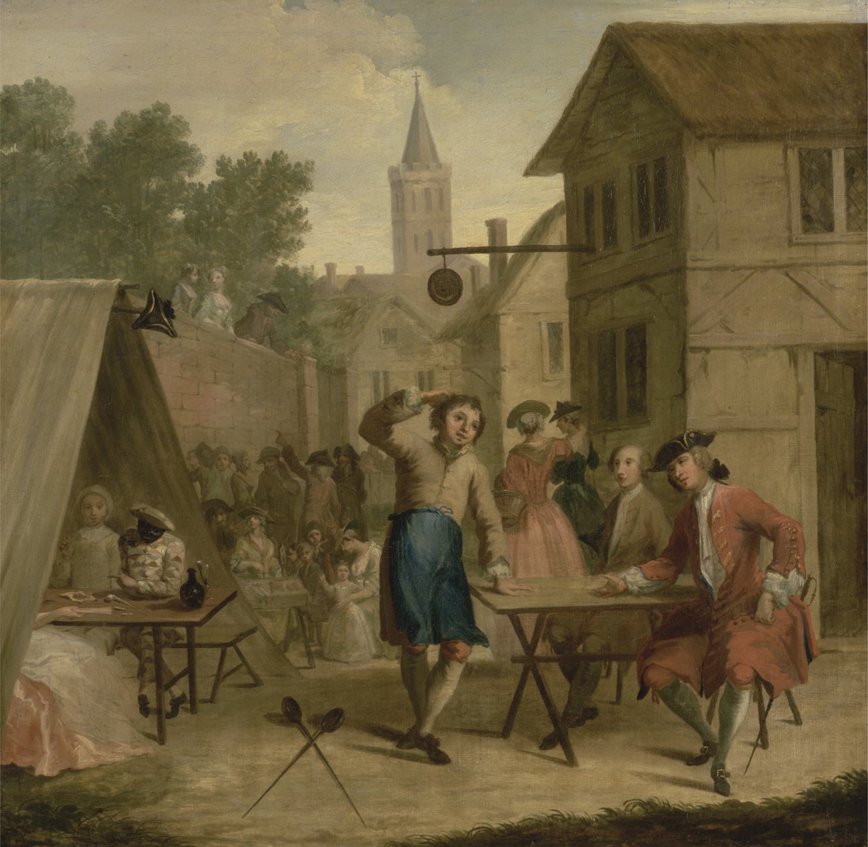 Hob sprzedający piwo na Wake, ok. 1725 (olej na płótnie) autorstwa John Laguerre