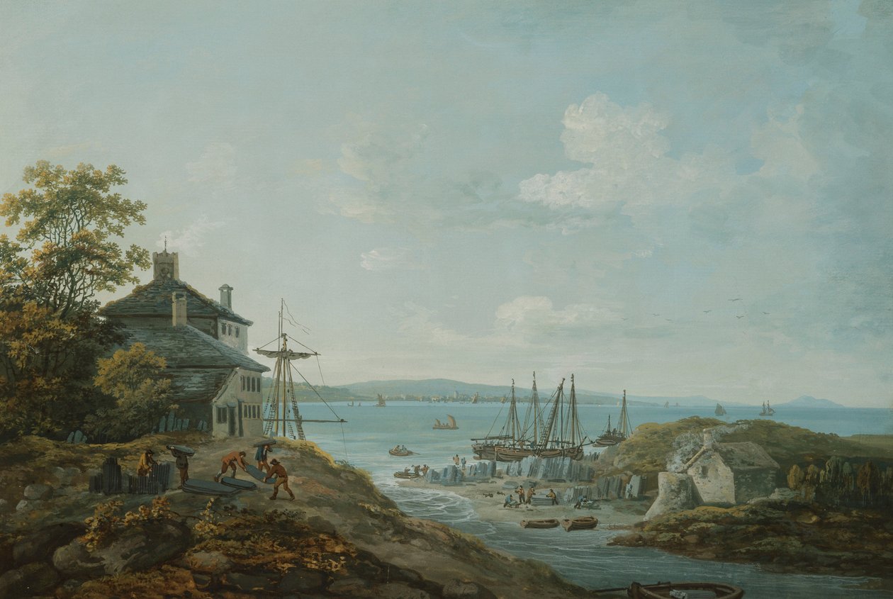 Ładowanie łupków w Bangor Ferry, autorstwa John Laporte