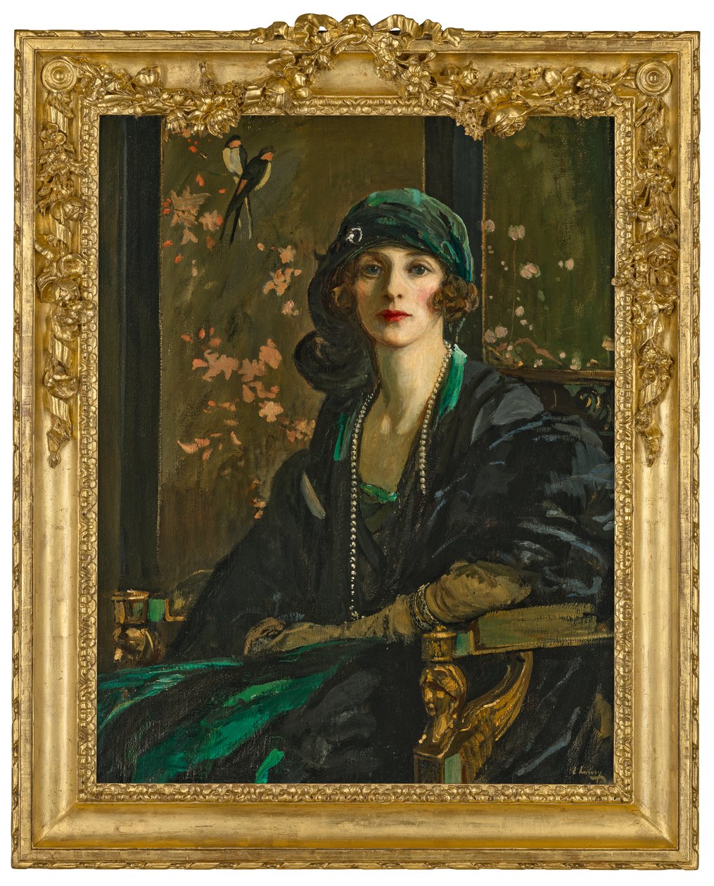 Dama w czerni i zieleni: Pani Freda Dudley Ward autorstwa John Lavery