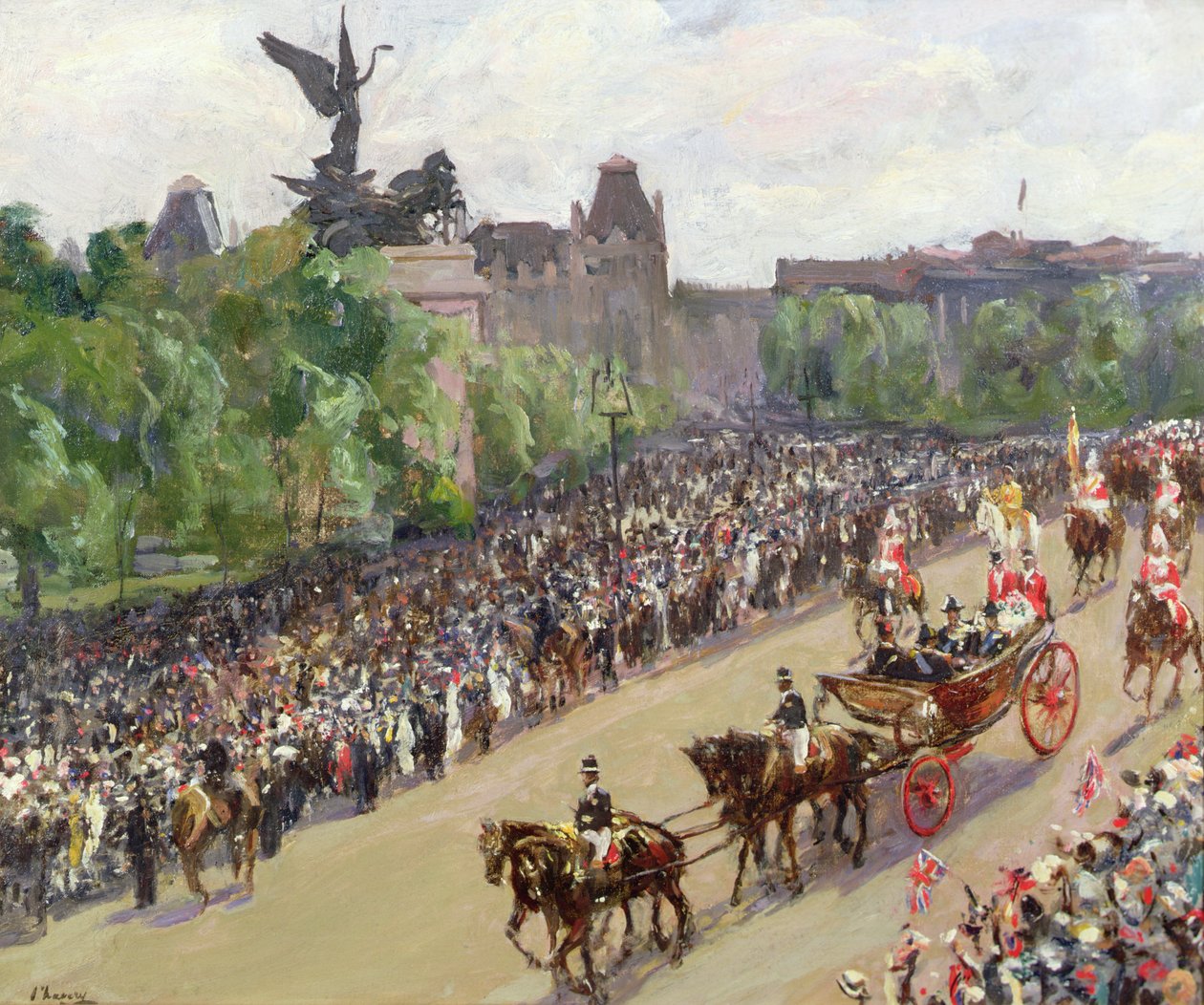 Procesja stanowa, Hyde Park Corner (olej na płótnie) autorstwa John Lavery