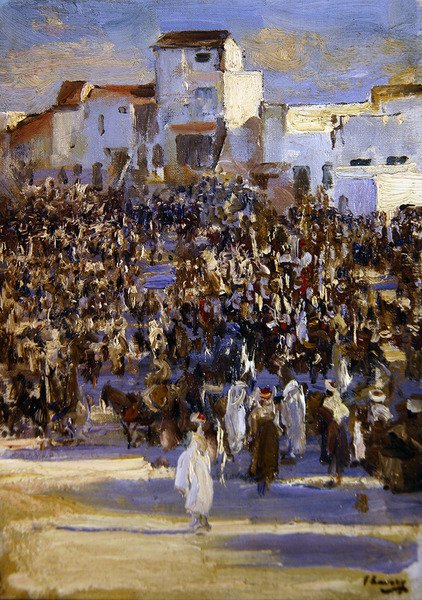 Rynek, Tangier (olej na desce) autorstwa John Lavery