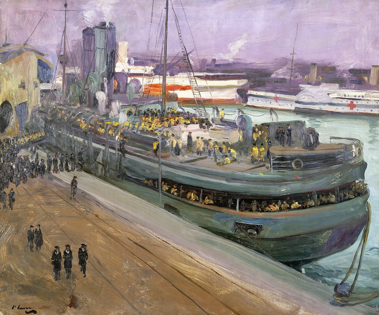 Zaokrętowanie marynarki wojennej, Southampton autorstwa John Lavery