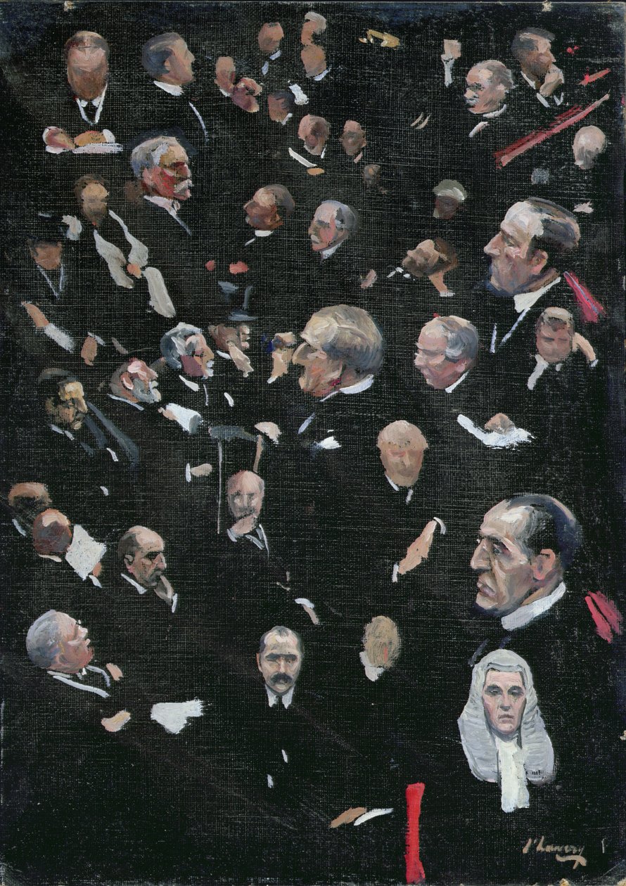 Studia w Izbie Lordów, wicehrabia Morley przenoszący adres, 14 grudnia 1921 r. autorstwa John Lavery