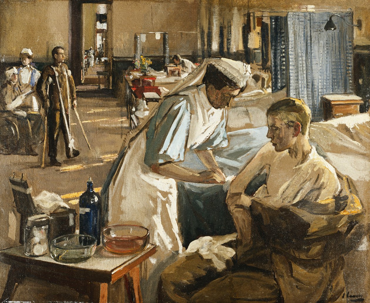 Pierwszy ranny, londyński szpital autorstwa John Lavery