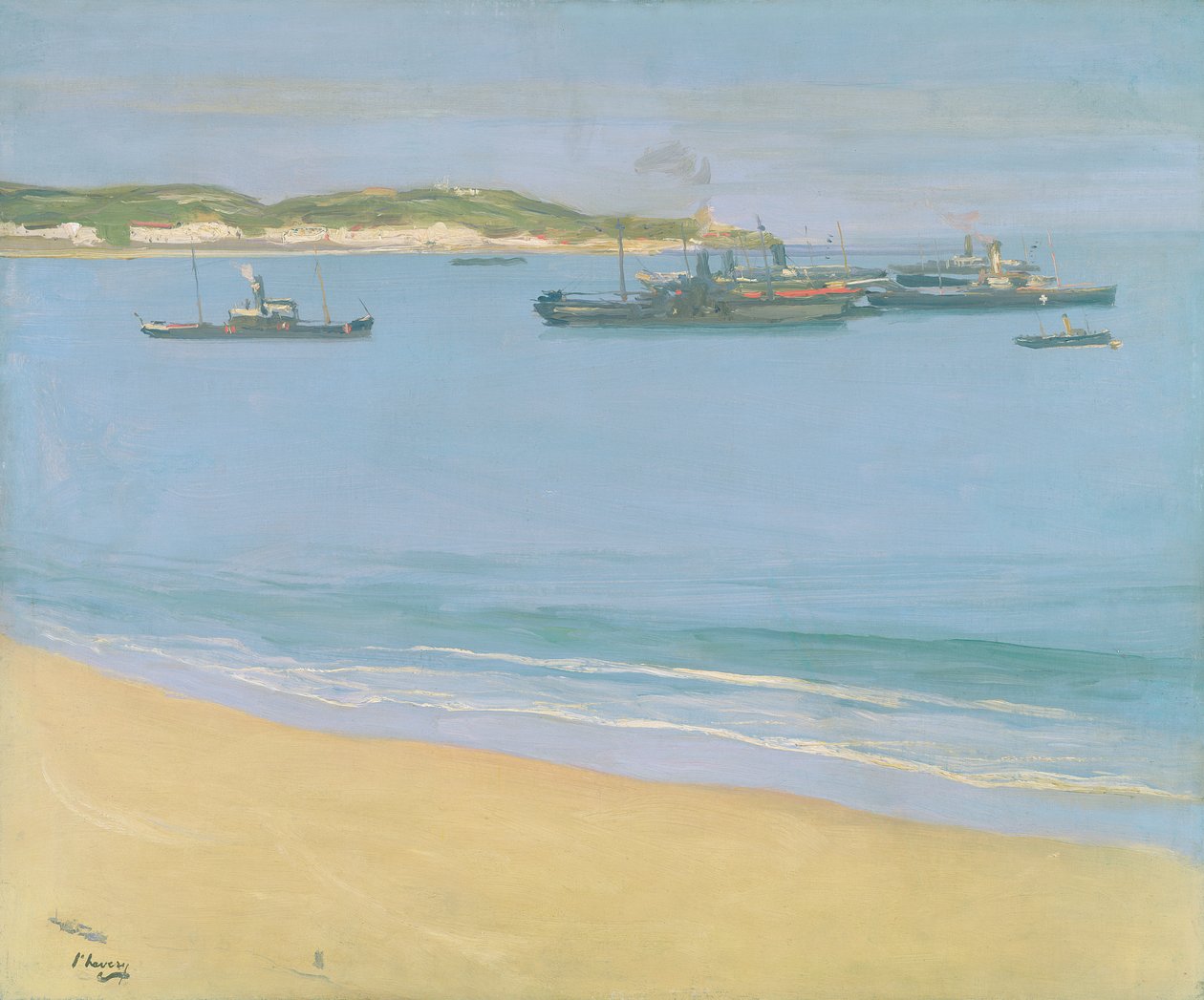 Port w St. Jean de Luz - Wczesny poranek, 1917 r. autorstwa John Lavery