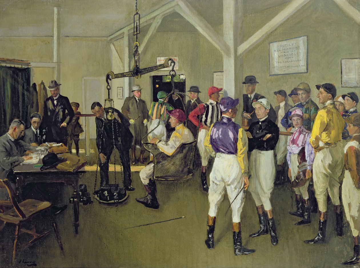 Pokój do ważenia, Hurst Park autorstwa John Lavery