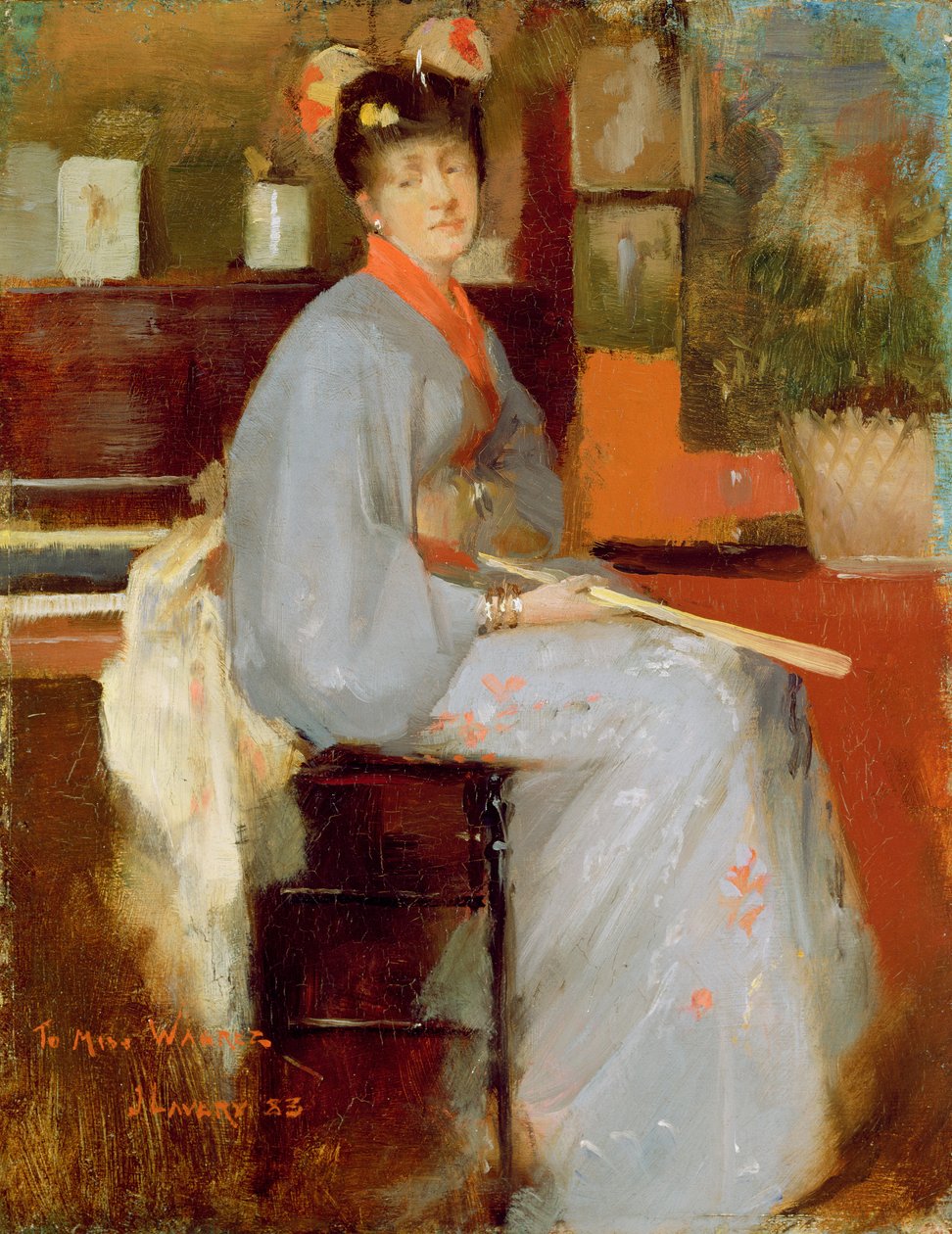 Kobieta w japońskiej sukience, 1883 autorstwa John Lavery