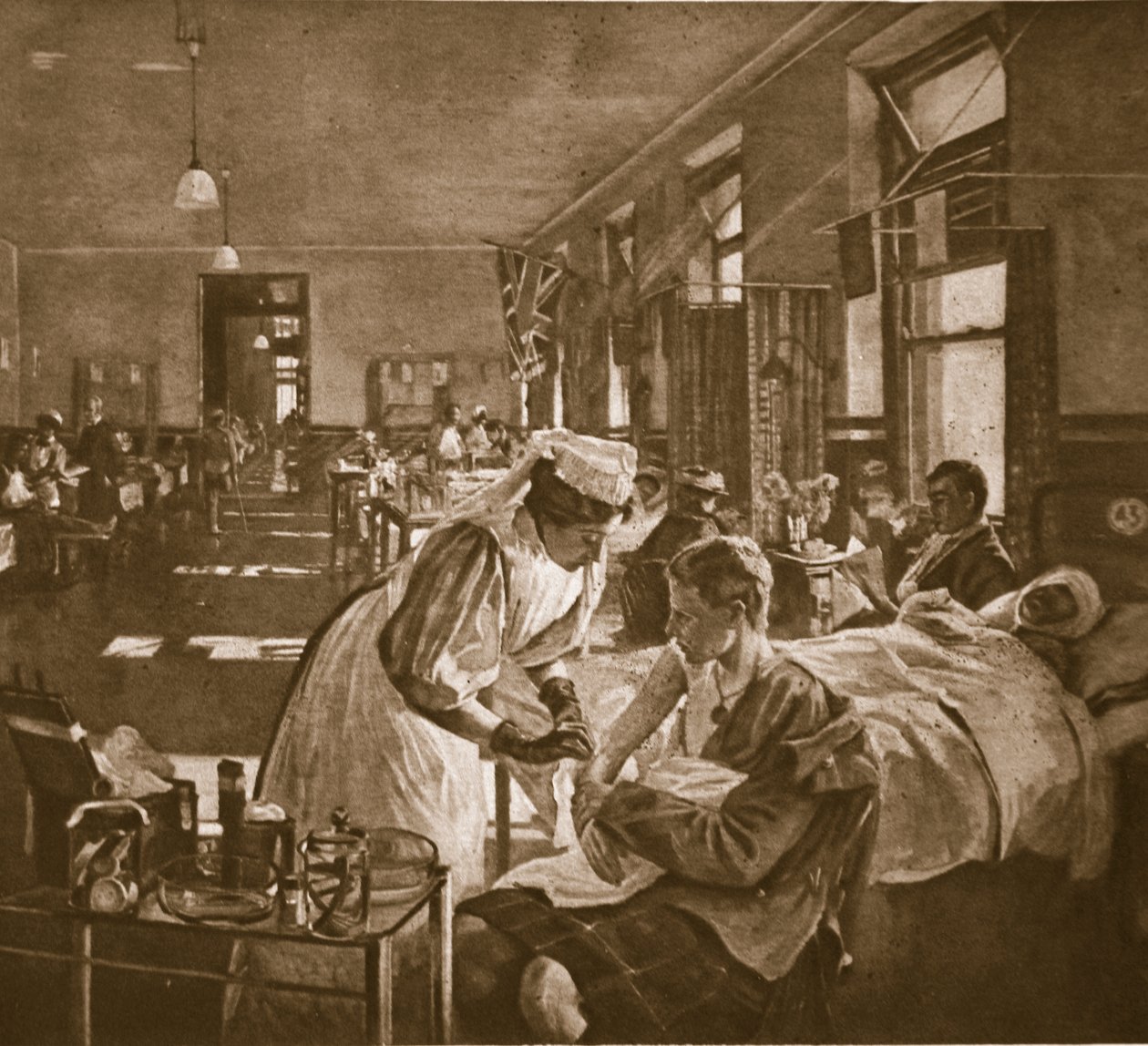 Ranny; Szpital w Londynie, 1914-19 autorstwa John Lavery