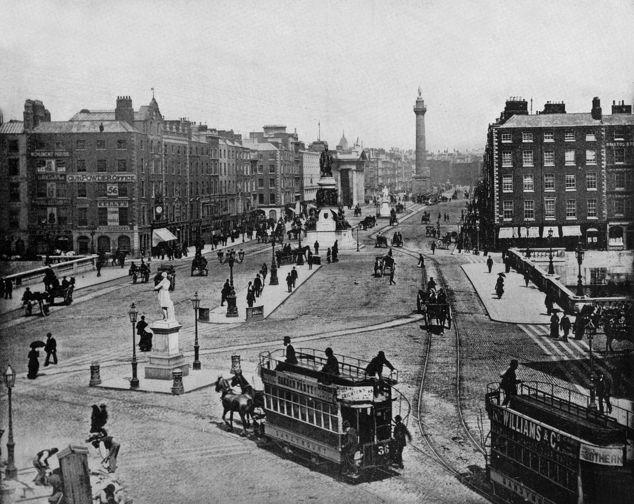 Sackville Street w Dublinie, Irlandia, ok. 1930 r. 1900 (zdjęcie czarno-białe) autorstwa John Lawson Stoddard