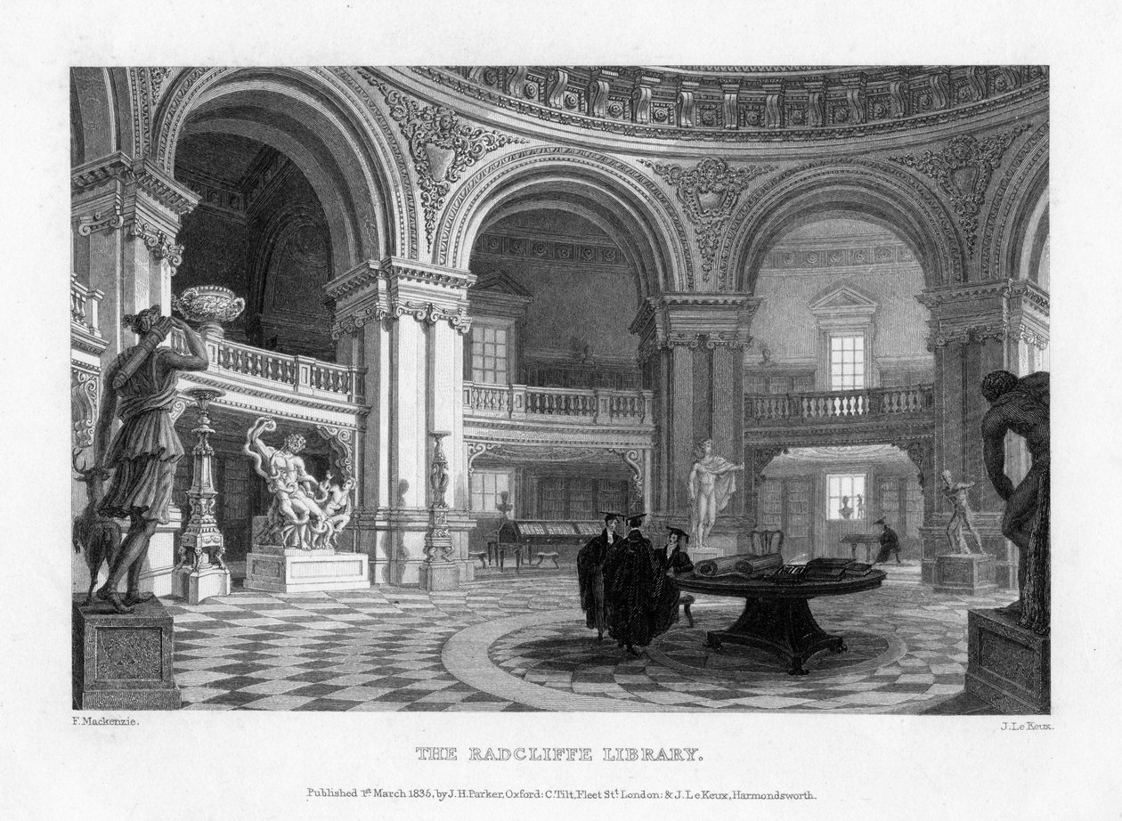 Wnętrze Biblioteki Radcliffe, Uniwersytet Oksfordzki, 1835. autorstwa John Le Keux