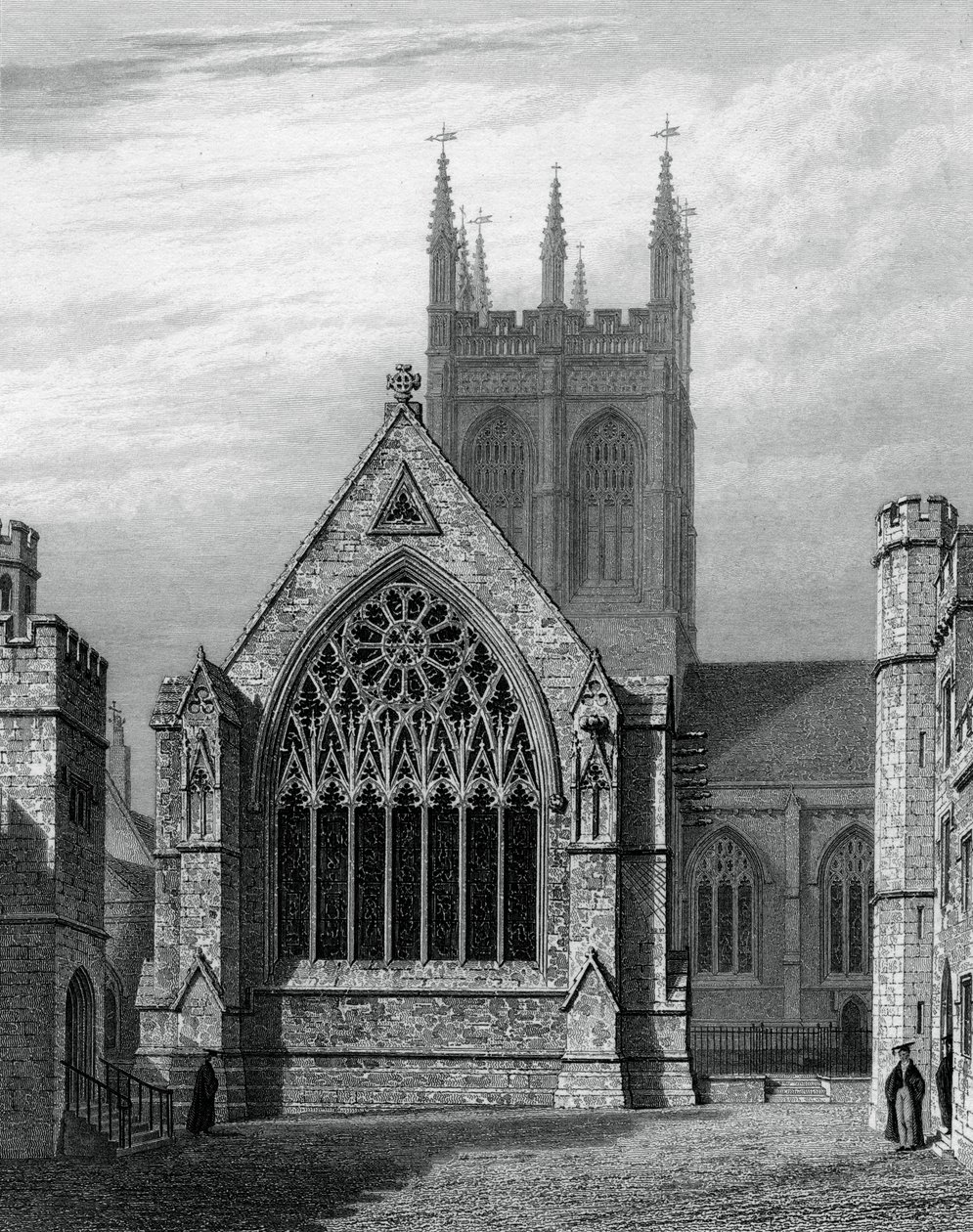 Kaplica Merton College, z czworoboku, Oxford, 1834. autorstwa John Le Keux
