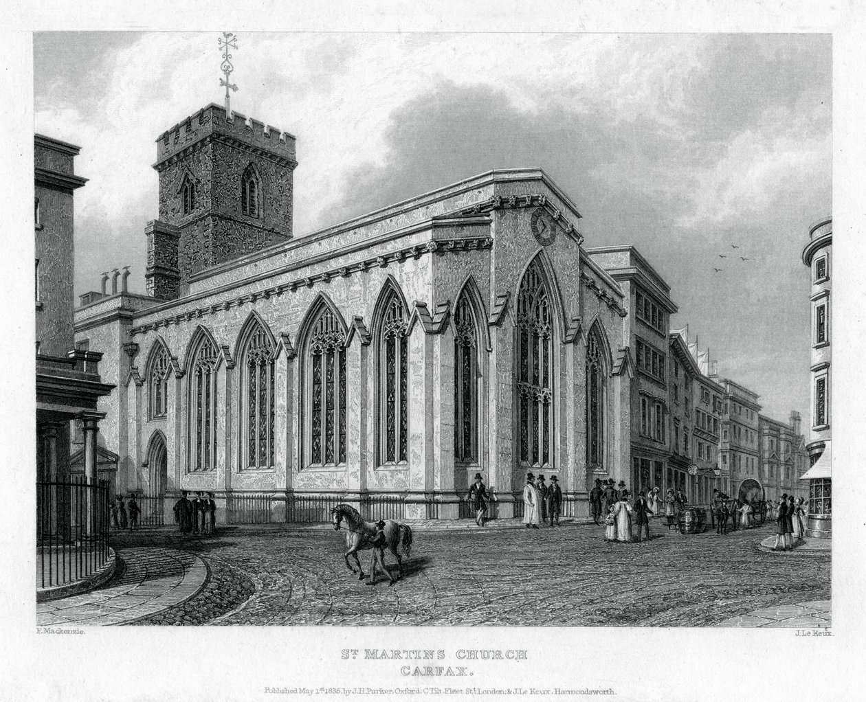 Kościół św. Marcina, Carfax, Oxford, 1835. autorstwa John Le Keux