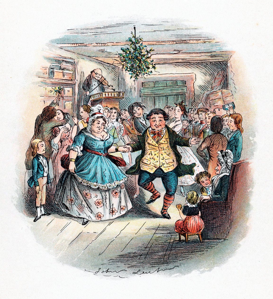 Opowieść wigilijna: Bal pana Fezziwiga, 1843 autorstwa John Leech