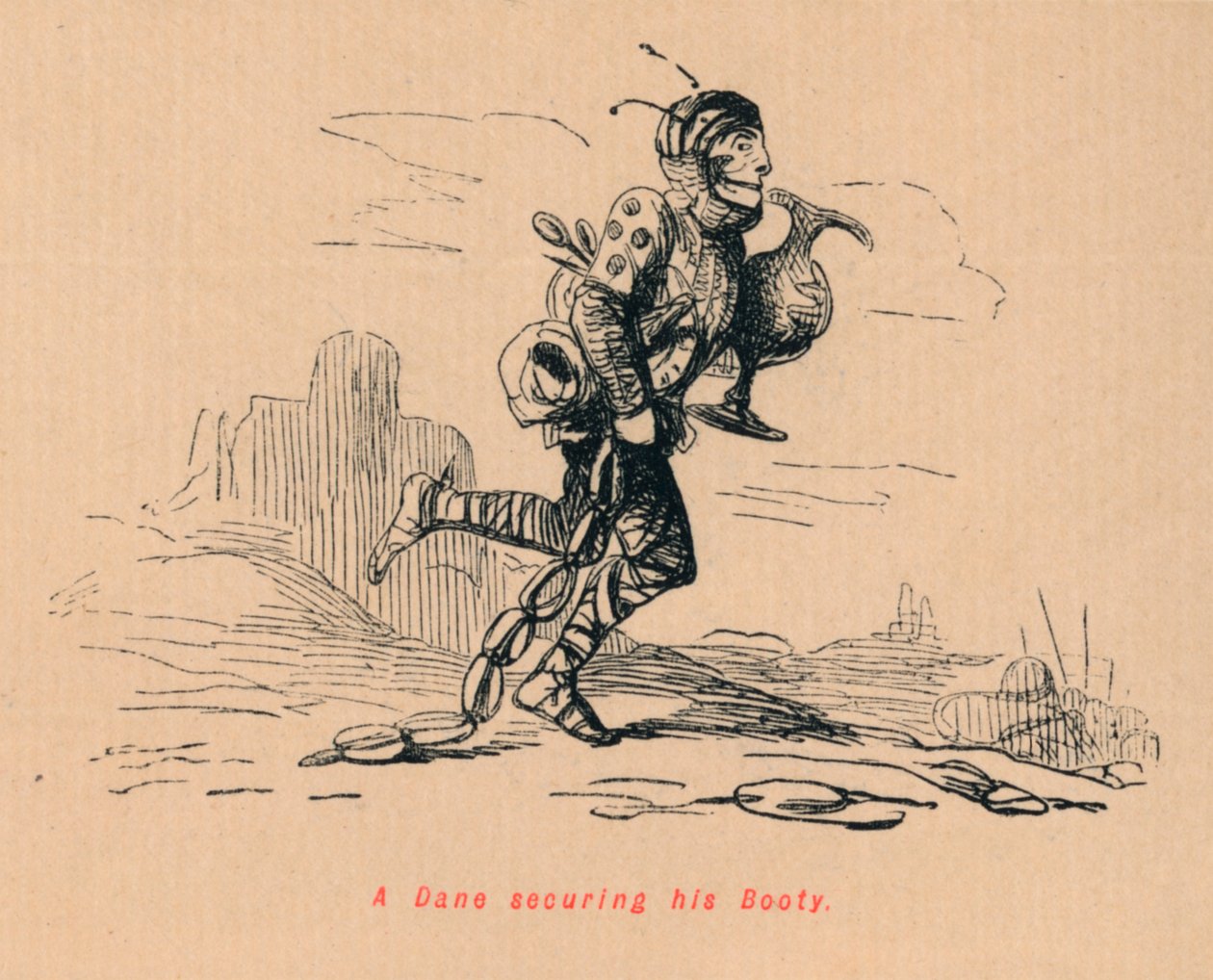 Duńczyk zabezpieczający swój łup, c1860, c1860 autorstwa John Leech