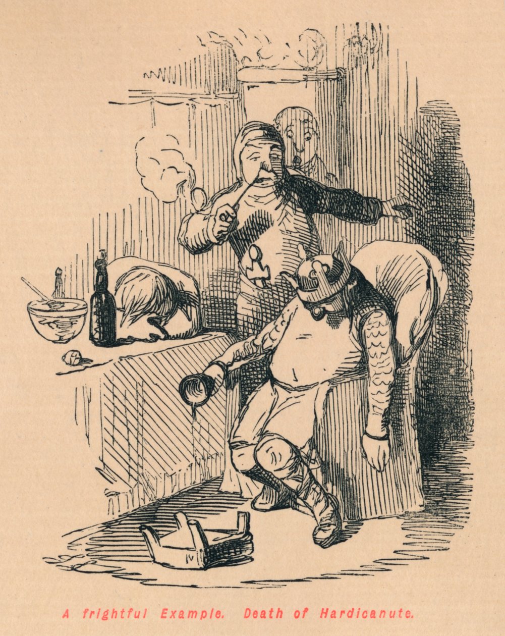 Przerażający przykład. Śmierć Hardicanuta, ok. 1860, ok. 1860 autorstwa John Leech