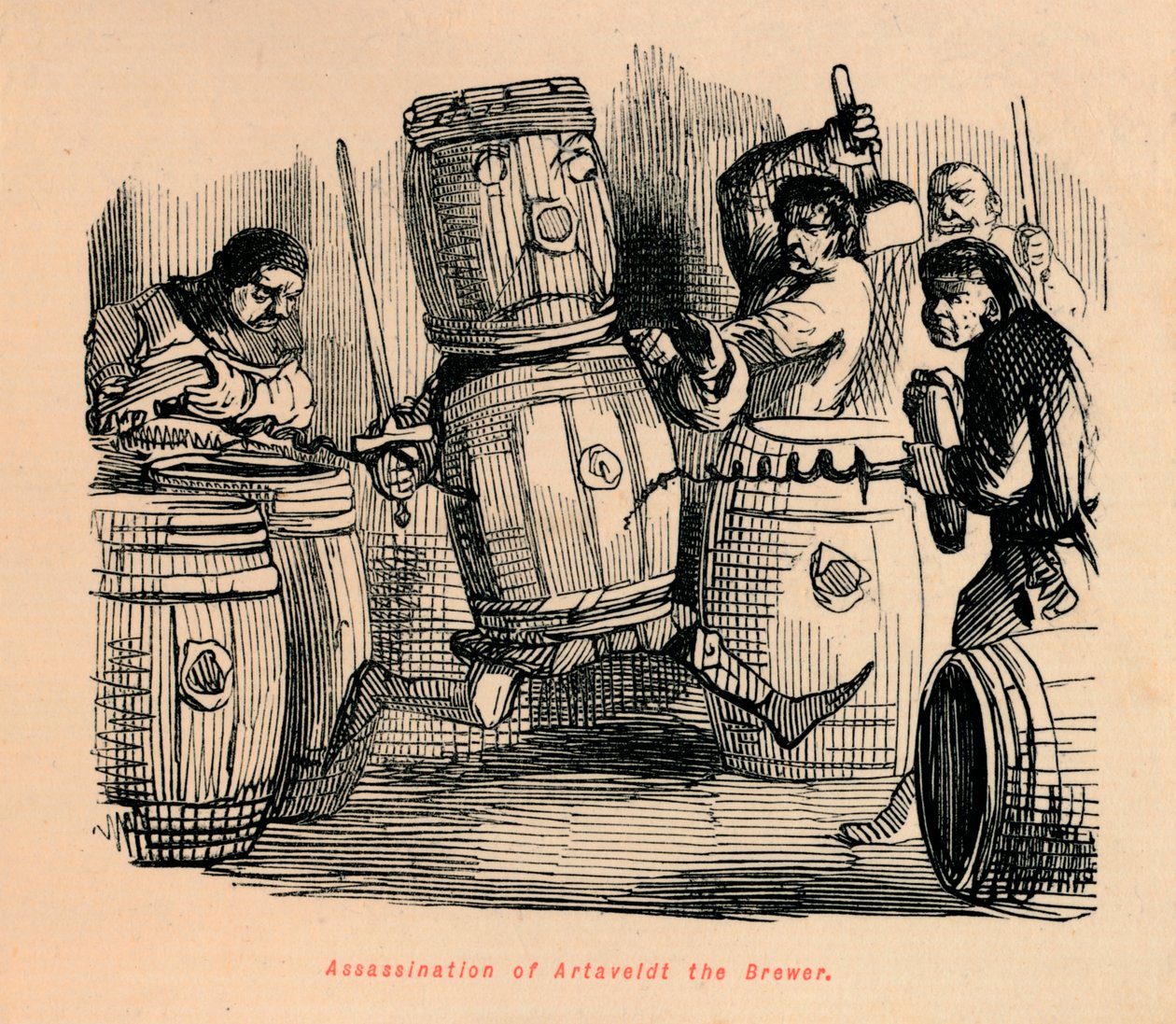 Zabójstwo Artaveldta Piwowara, ok. 1860, ok. 1860 autorstwa John Leech
