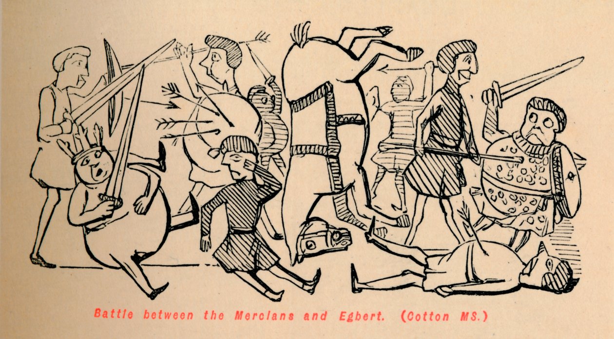 Bitwa Mercianów z Egbertem, ok. 1860, ok. 1860 autorstwa John Leech