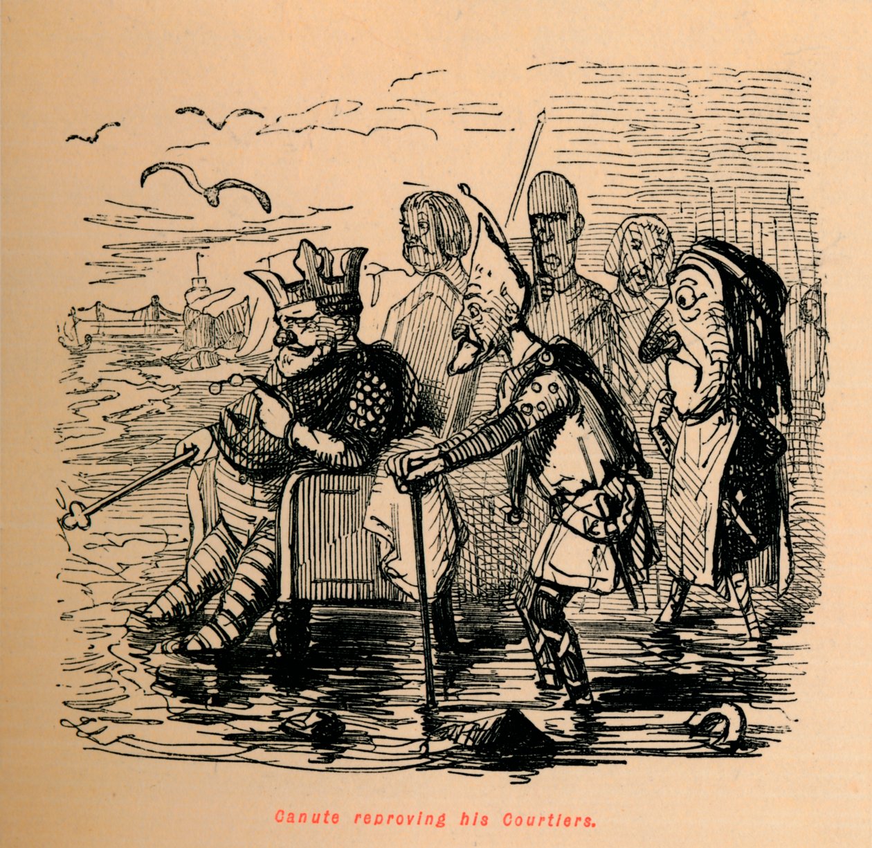 Kanut upominający swoich dworzan, ok. 1860, ok. 1860 autorstwa John Leech