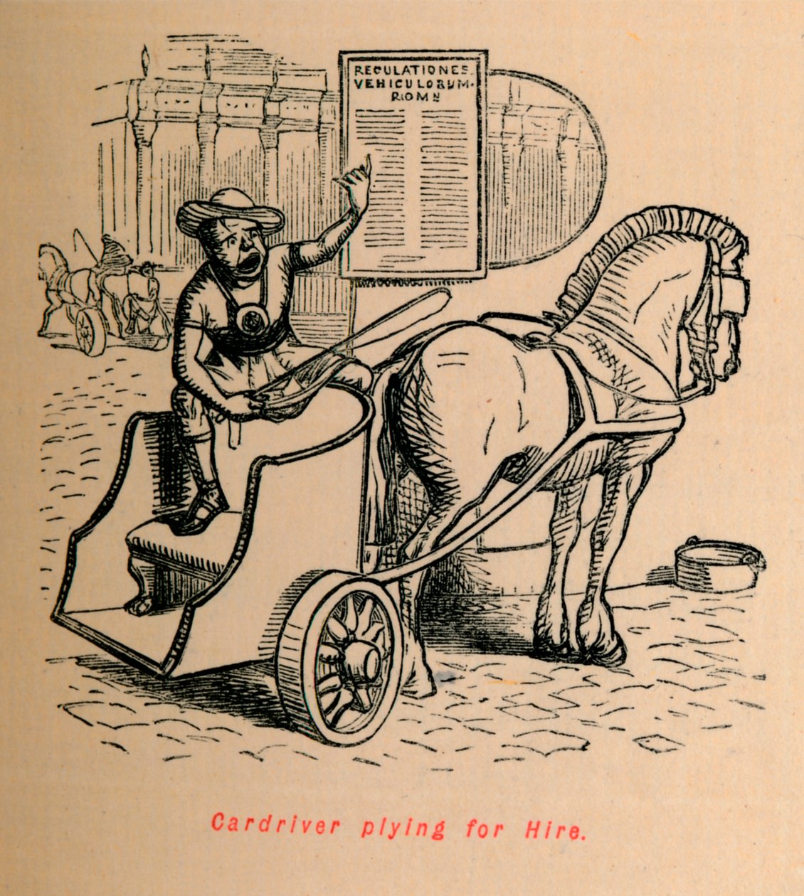 Kierowca samochodu ubiegający się o wynajem, 1852 autorstwa John Leech
