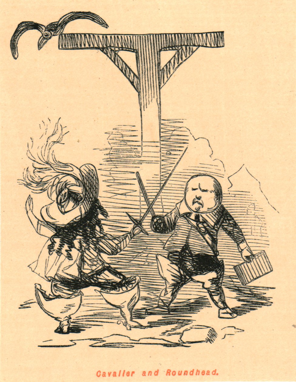 Cavalier i Roundhead, 1897. autorstwa John Leech