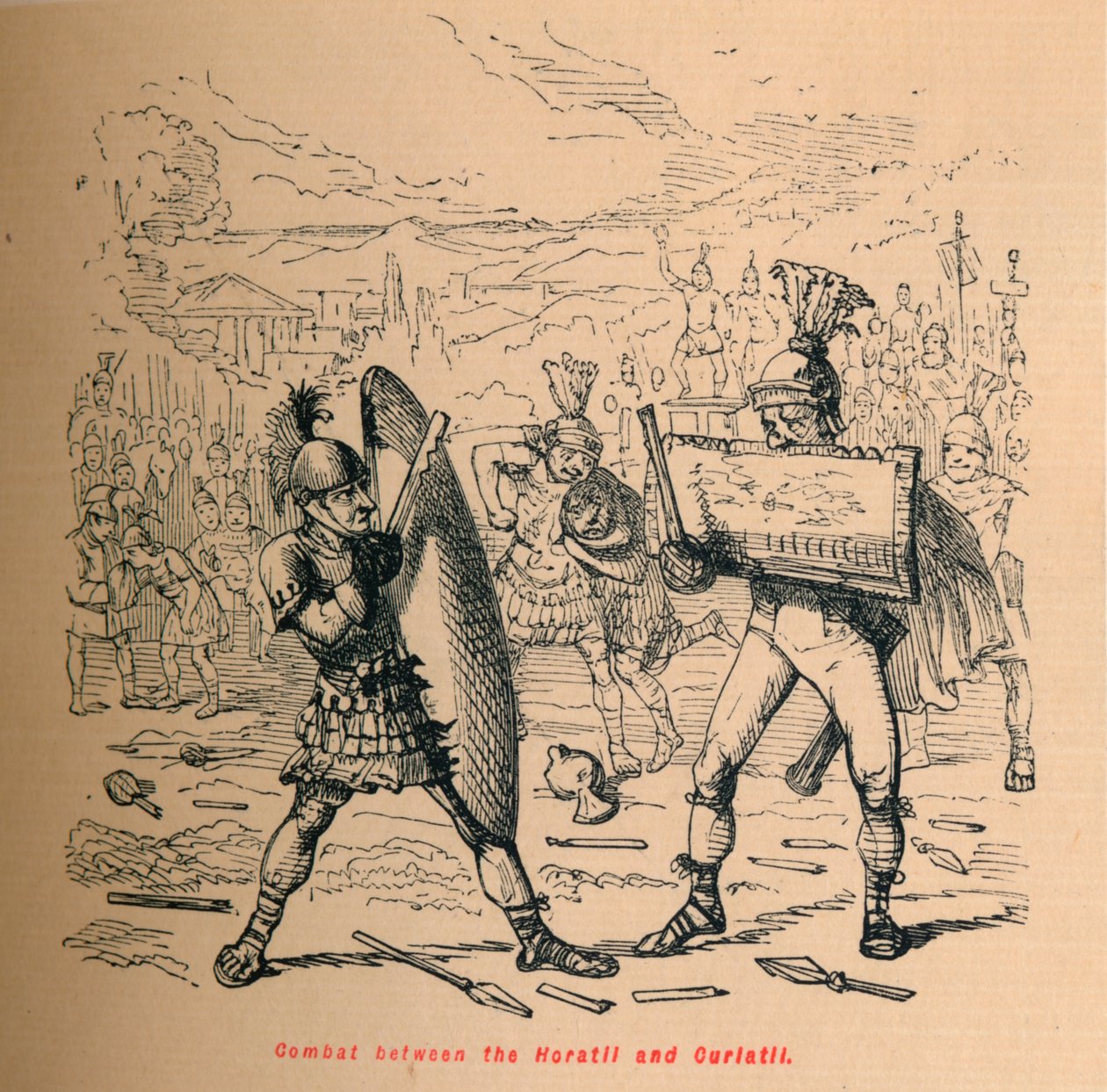 Walka między Horatiami i Kuriacjami, 1852 autorstwa John Leech