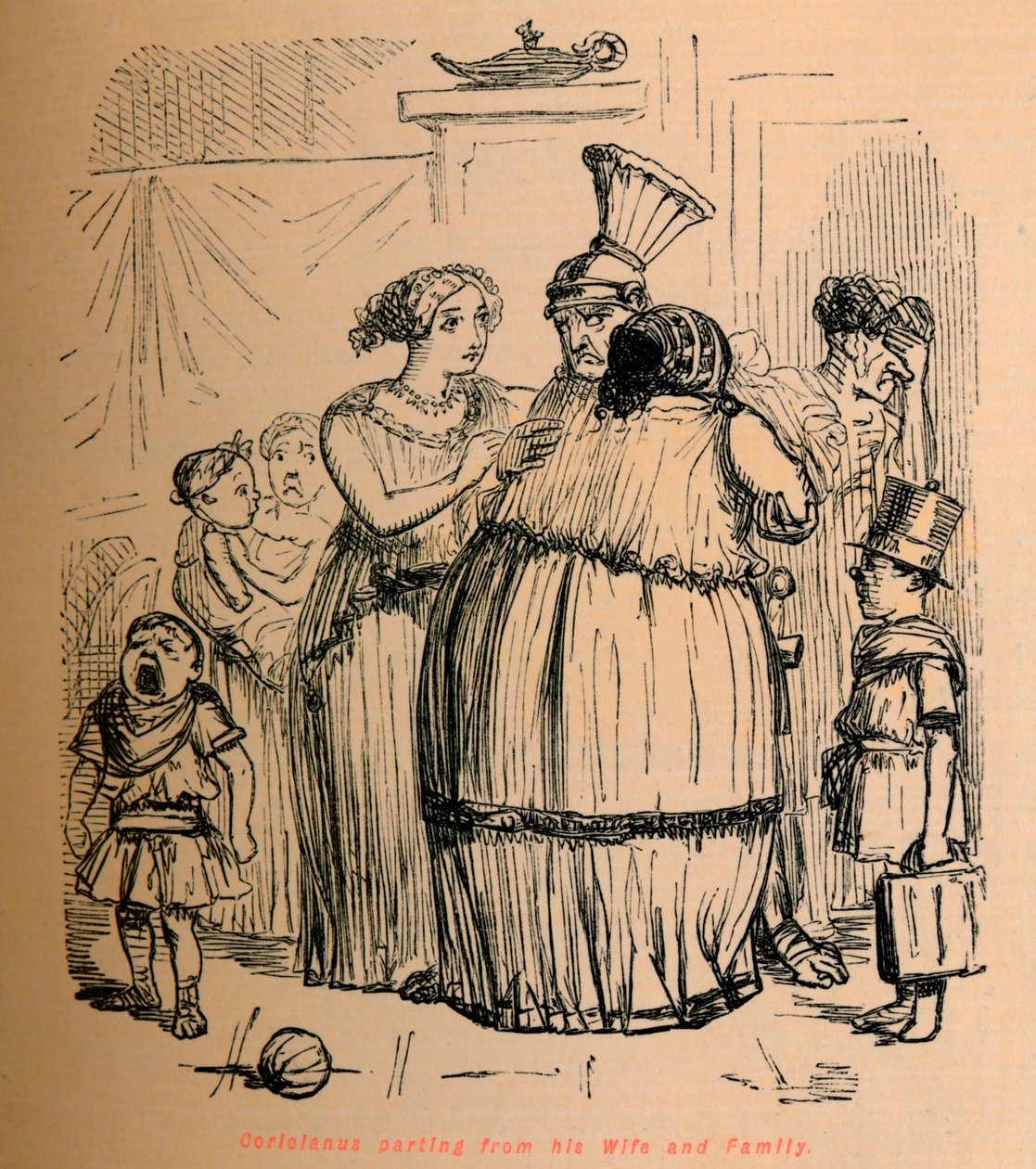 Coriolanus rozstający się z żoną i rodziną, 1852 autorstwa John Leech