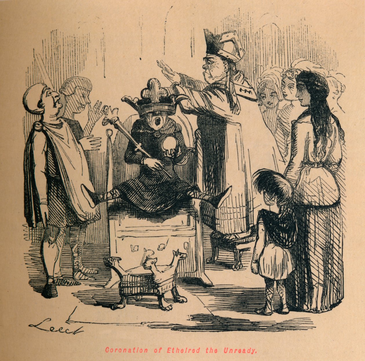 Koronacja Ethelreda Niegotowego, ok. 1860, ok. 1860 autorstwa John Leech