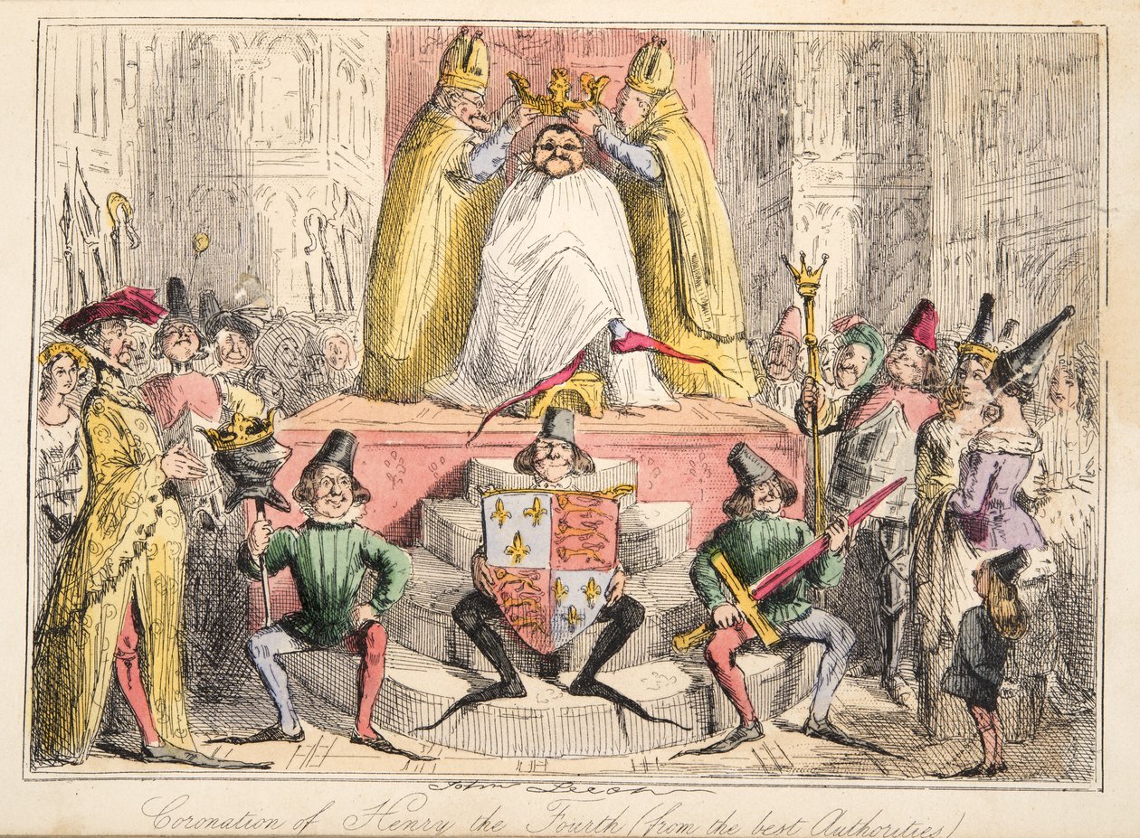 Koronacja Henryka IV. (od najlepszych autorytetów), z The Comic History of England, wyd. 1864 (akwaforta ręczna) autorstwa John Leech