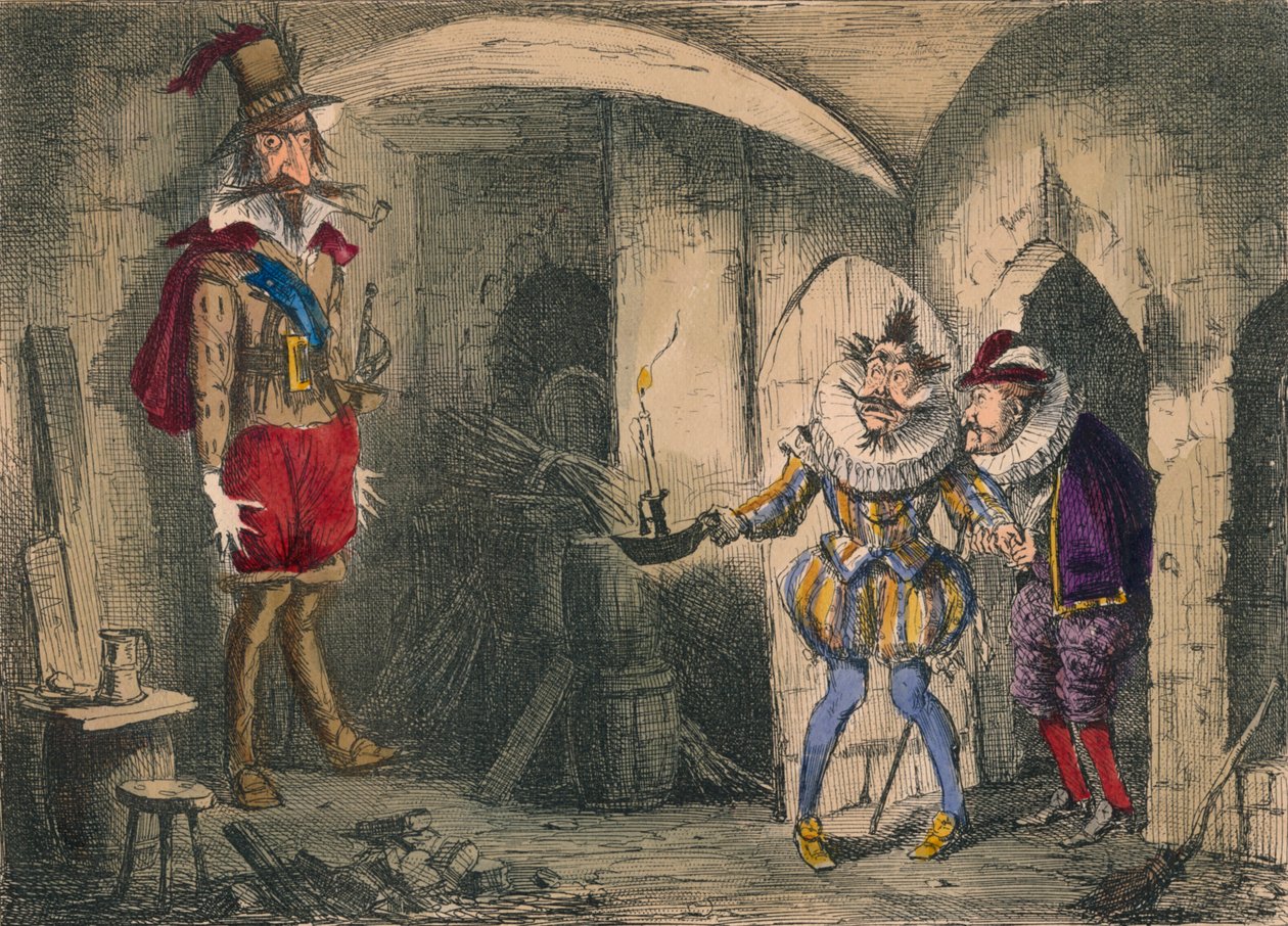 Odkrycie Guido Fawkesa przez Suffolka i Mounteagle, 1850 autorstwa John Leech