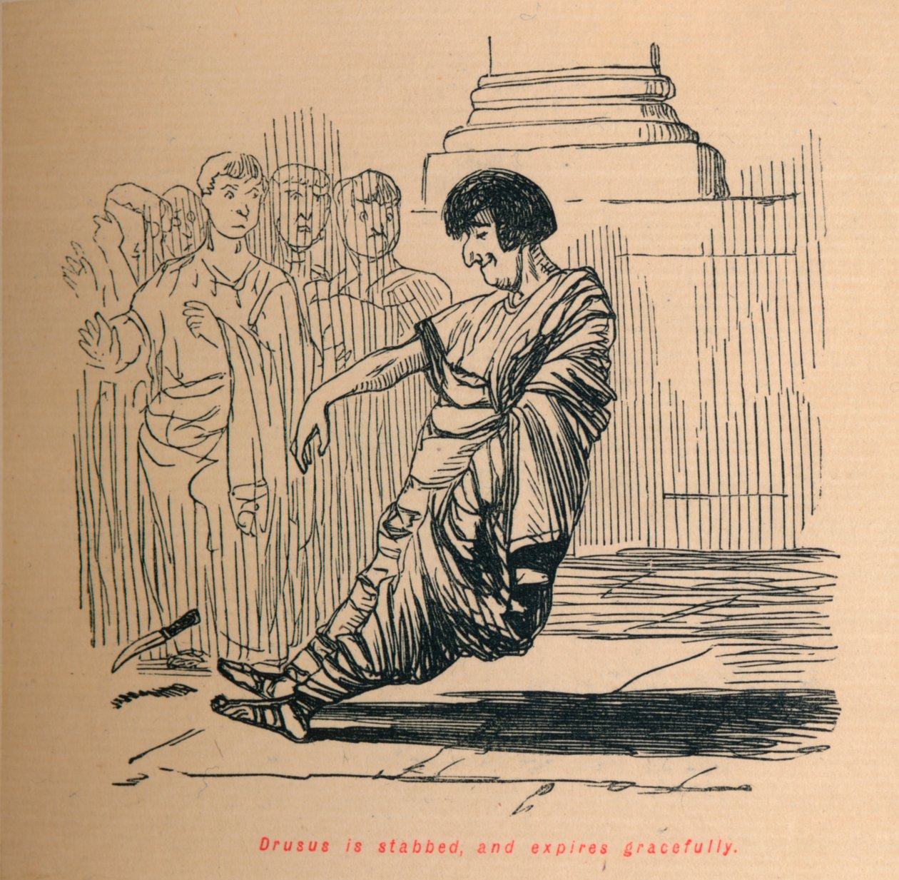 Drusus zostaje dźgnięty i umiera z wdziękiem, 1852 autorstwa John Leech