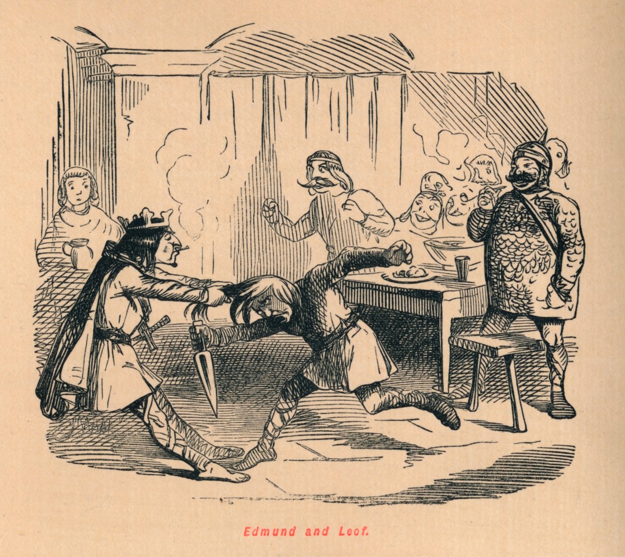 Edmund i Leof, ok. 1860, ok. 1860 autorstwa John Leech