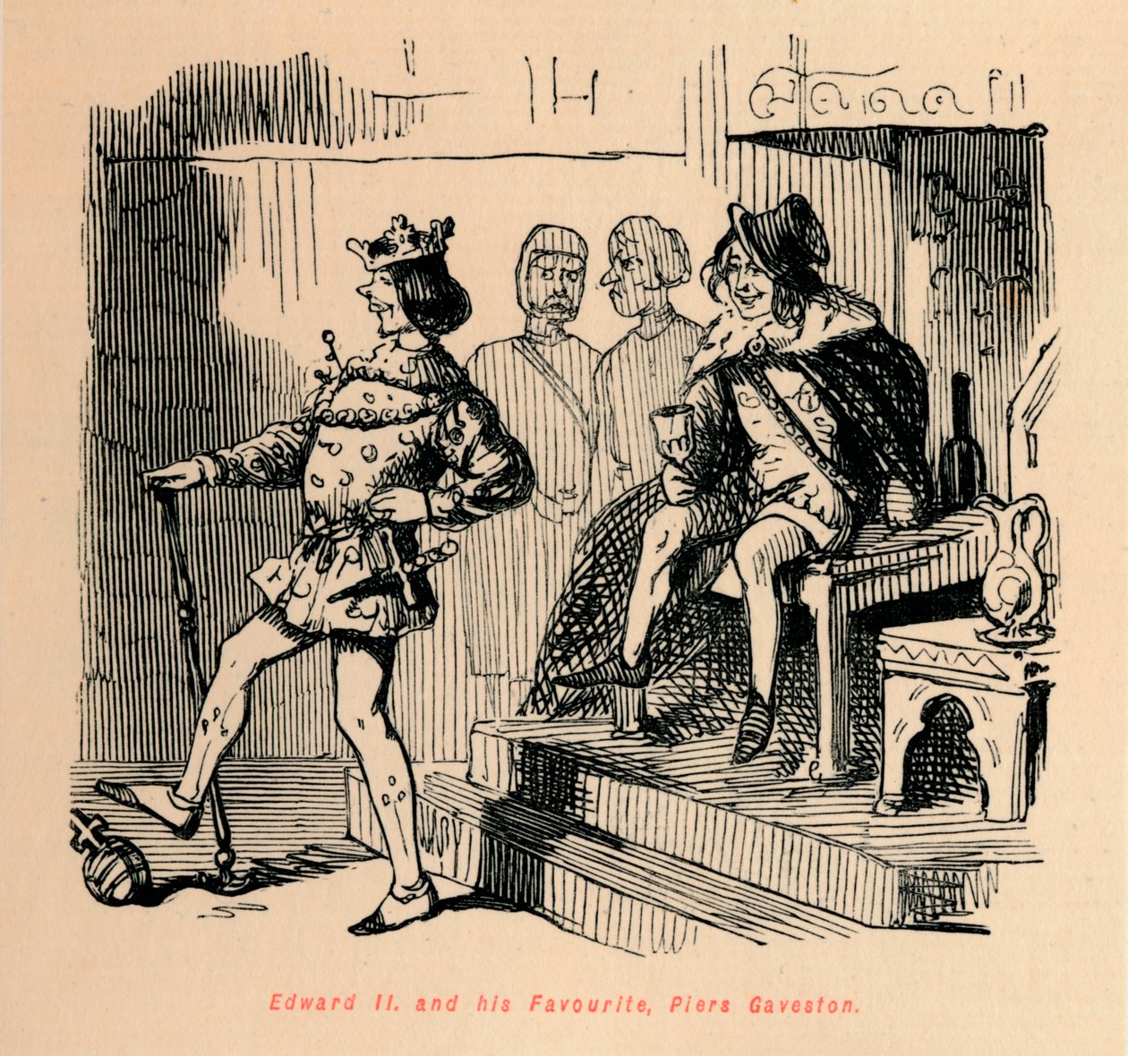 Edwarda II. i jego ulubieniec, Piers Gaveston, c1860, c1860 autorstwa John Leech
