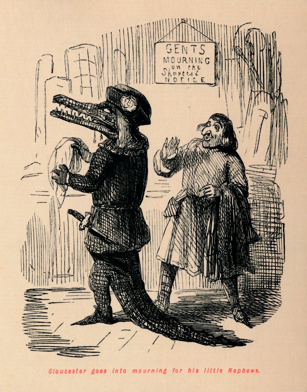Gloucester pogrąża się w żałobie po tych małych siostrzenicach, autorstwa John Leech