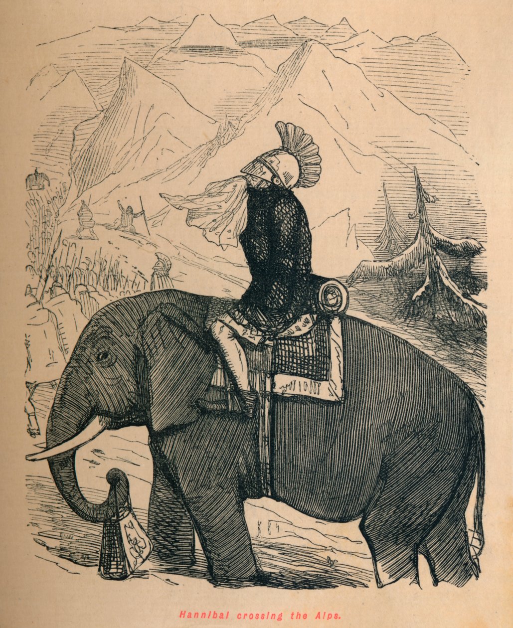 Hannibal przekraczający Alpy, 1852 autorstwa John Leech