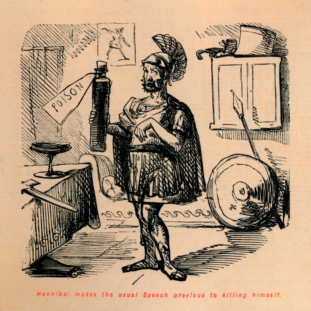 Hannibal wygłasza zwykłą mowę przed samobójstwem, 1852 autorstwa John Leech