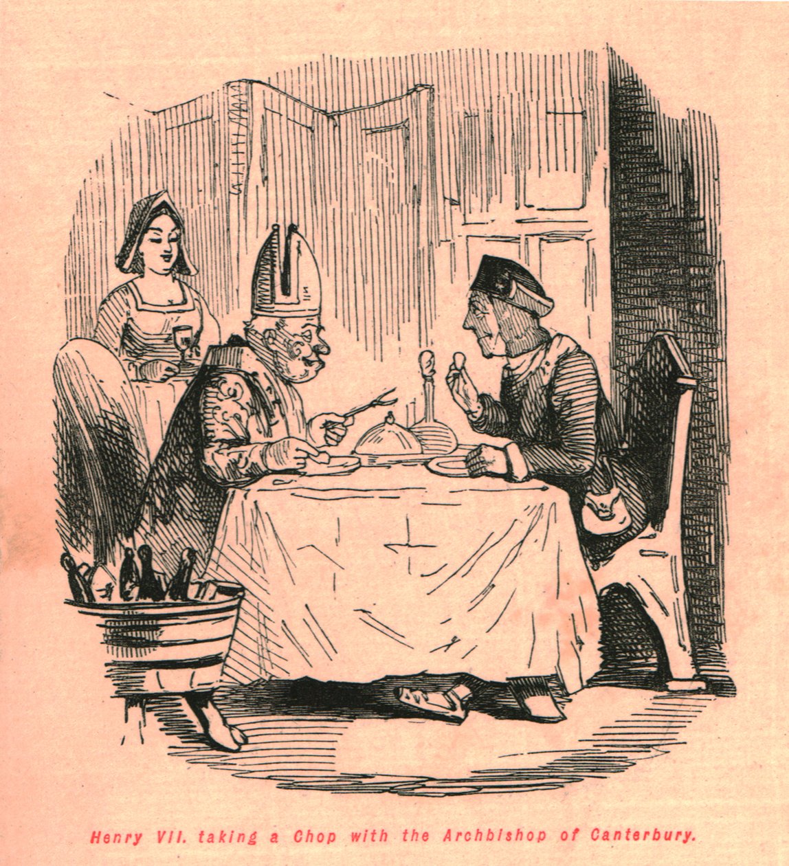 Henryk VII siekający z arcybiskupem Canterbury, 1897. autorstwa John Leech