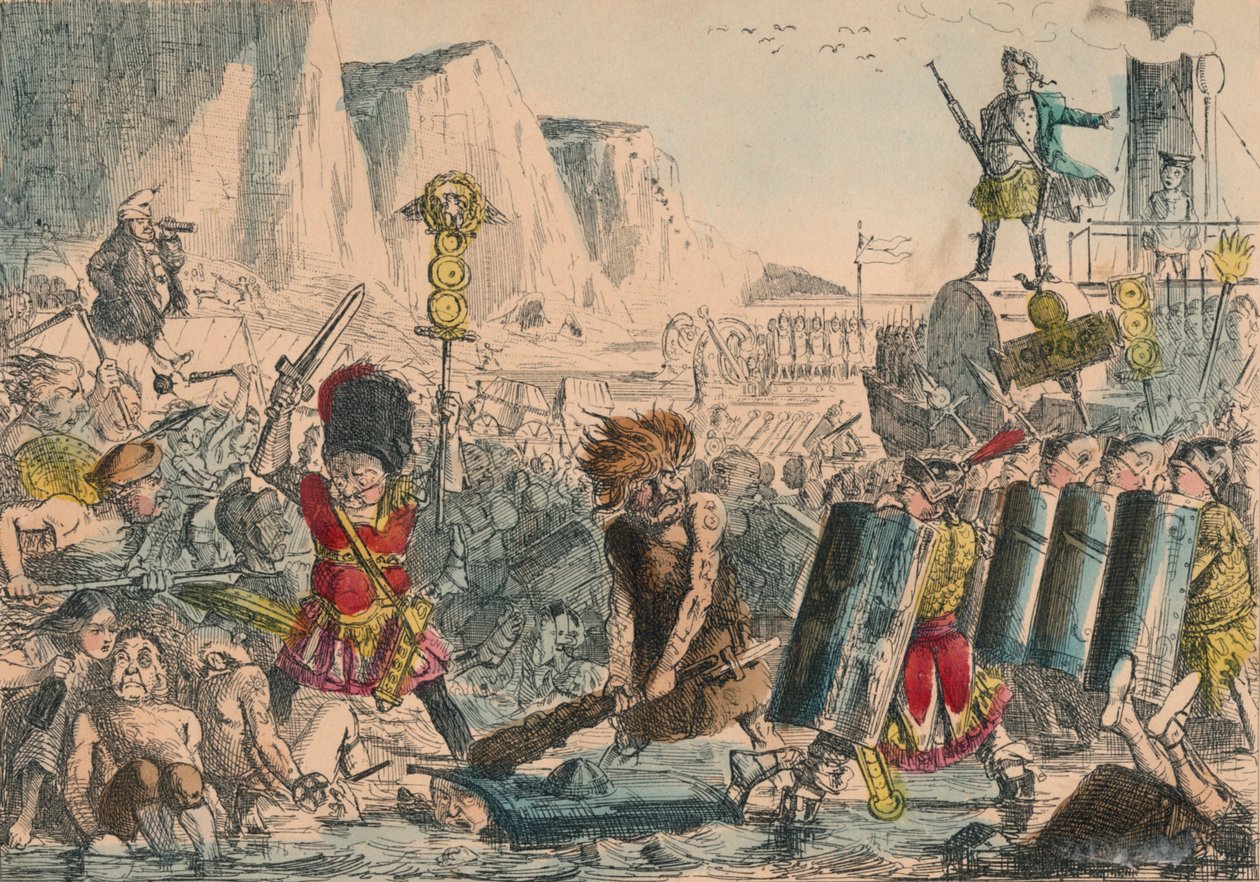 Lądowanie Juliusza Cezara, 1850 autorstwa John Leech