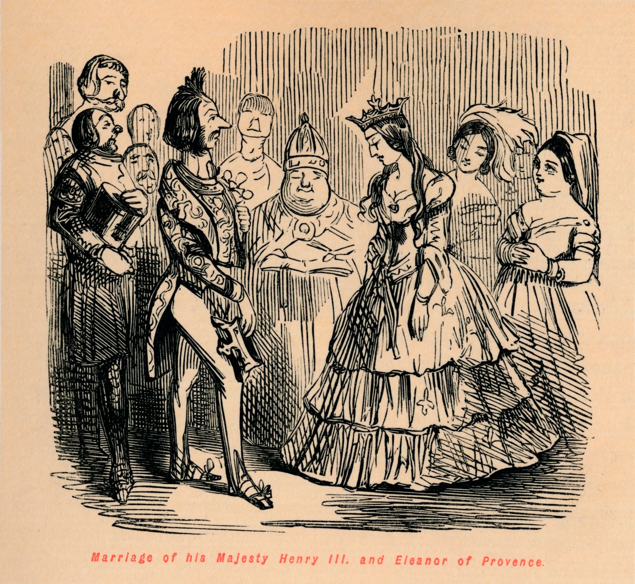 Małżeństwo Jego Królewskiej Mości Henryka III i Eleonory Prowansalskiej, ok. 1860, ok. 186 autorstwa John Leech