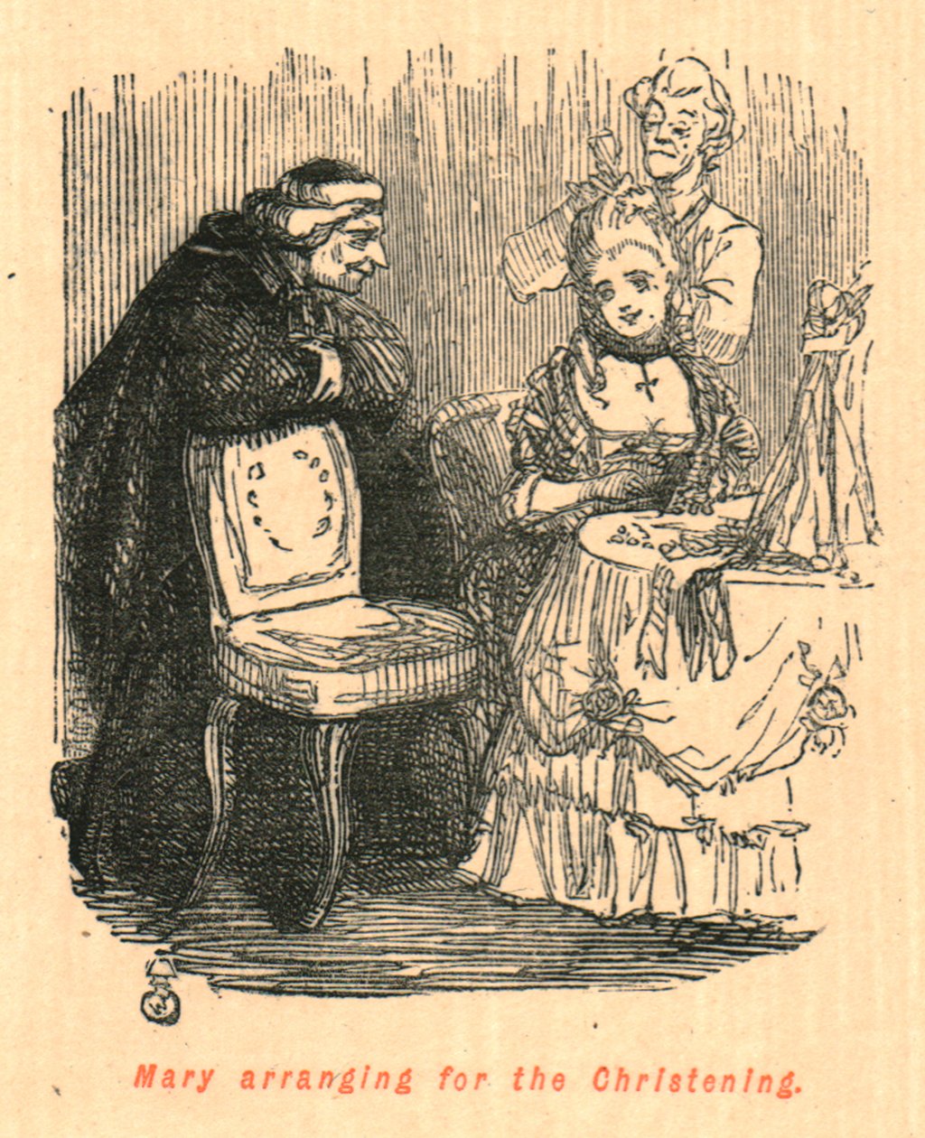 Maryja organizująca chrzest, 1897. autorstwa John Leech