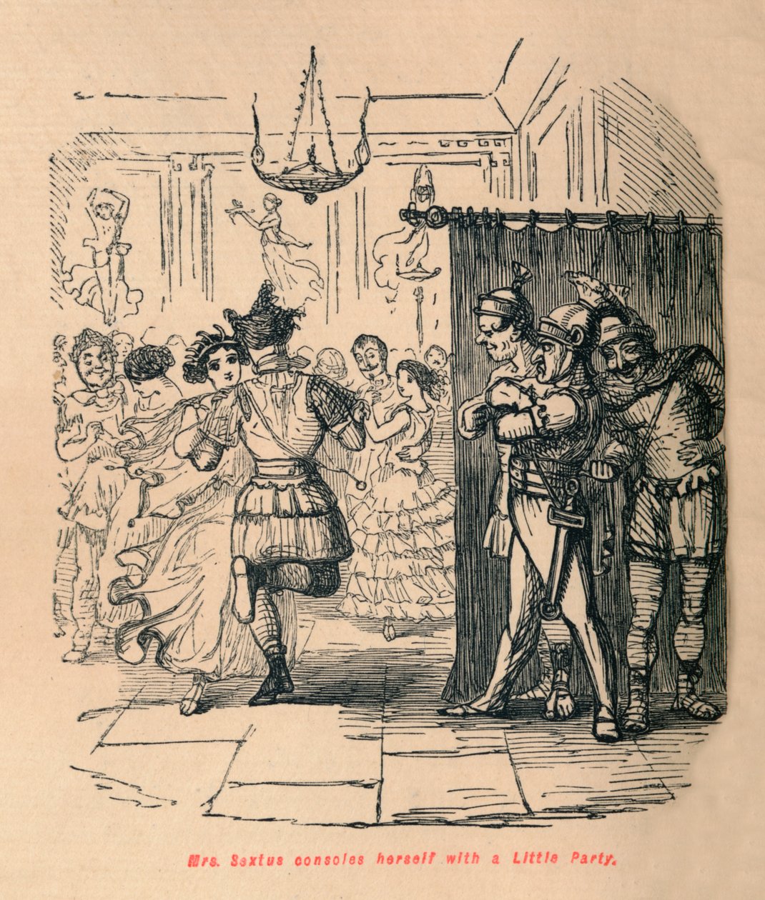 Pani Sekstus pociesza się małym przyjęciem, 1852 autorstwa John Leech