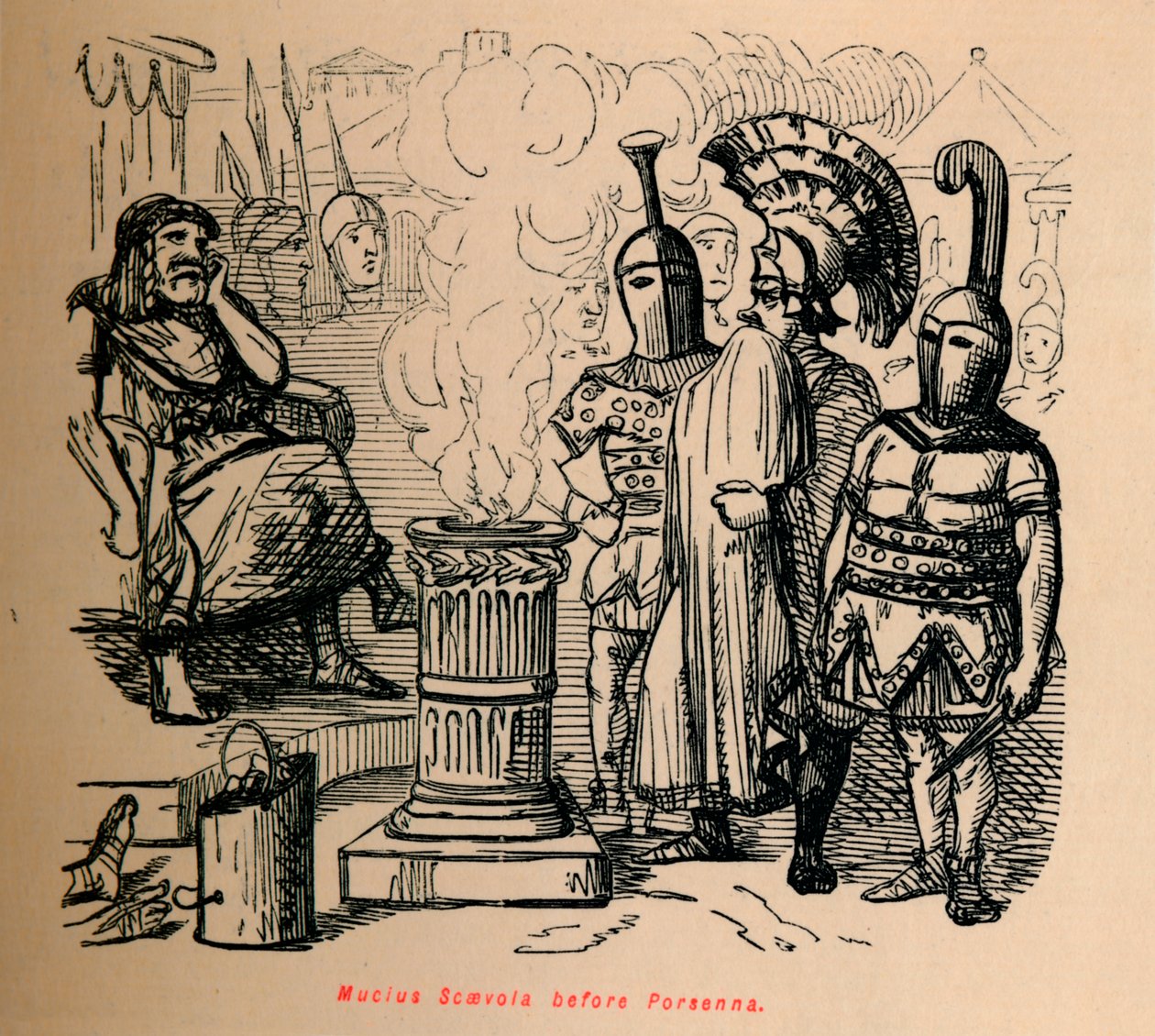 Mucius Scaevola przed Porsenną, 1852 autorstwa John Leech