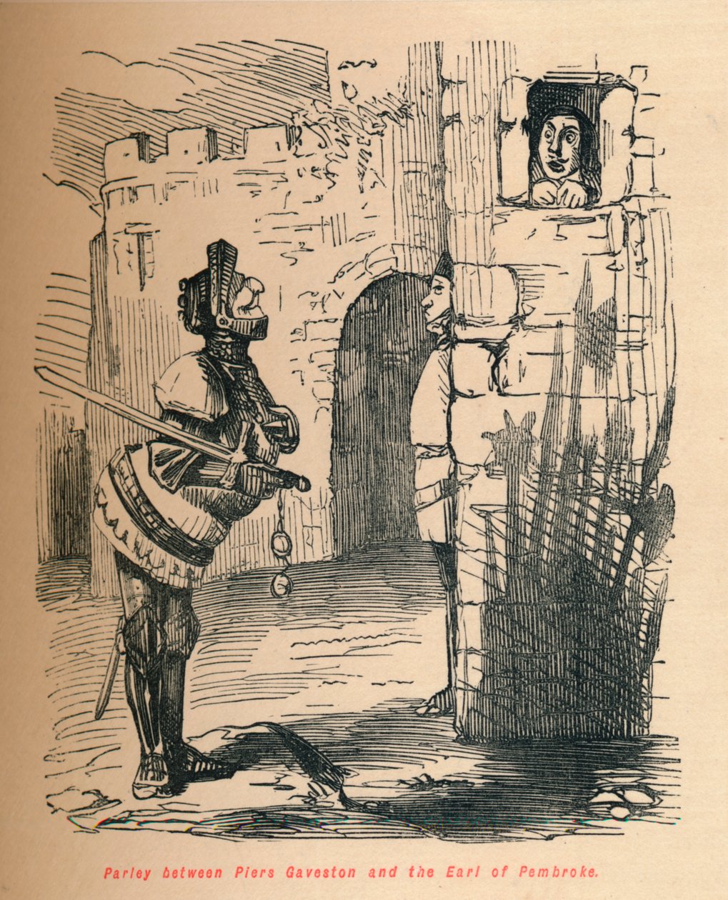 Pertraktacje między Piersem Gavestonem a hrabią Pembroke., c1860, c1860 autorstwa John Leech