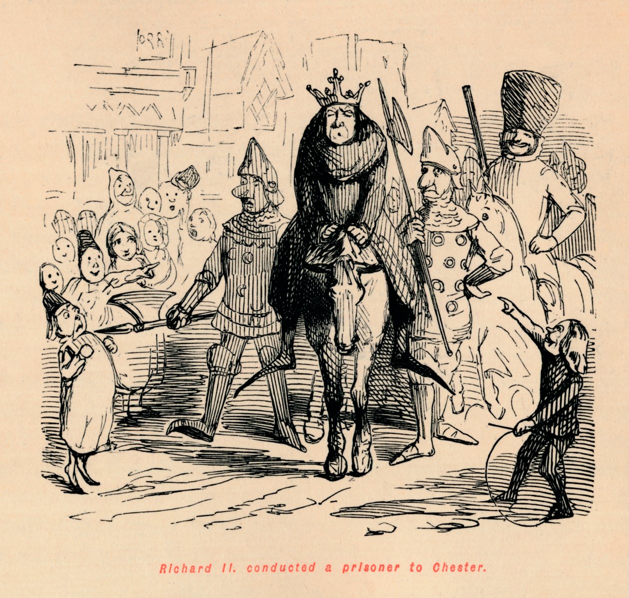 Ryszarda II. prowadził więźnia do Chester, ok. 1860, ok. 1860 autorstwa John Leech