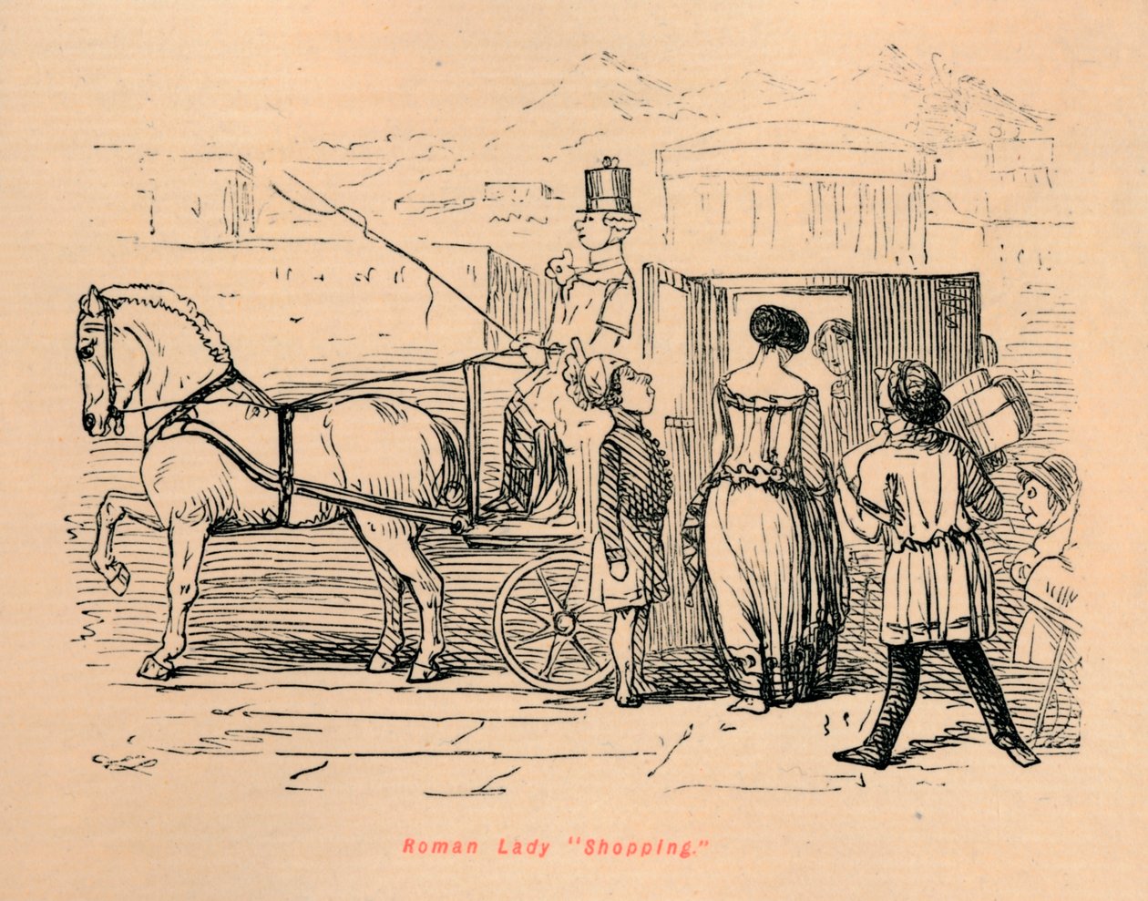 Zakupy rzymskiej damy, 1852 autorstwa John Leech