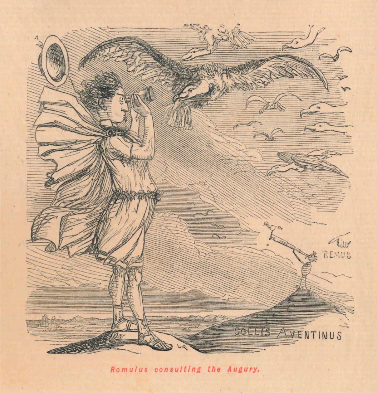 Romulus konsultujący się z sierpniem, 1852 autorstwa John Leech
