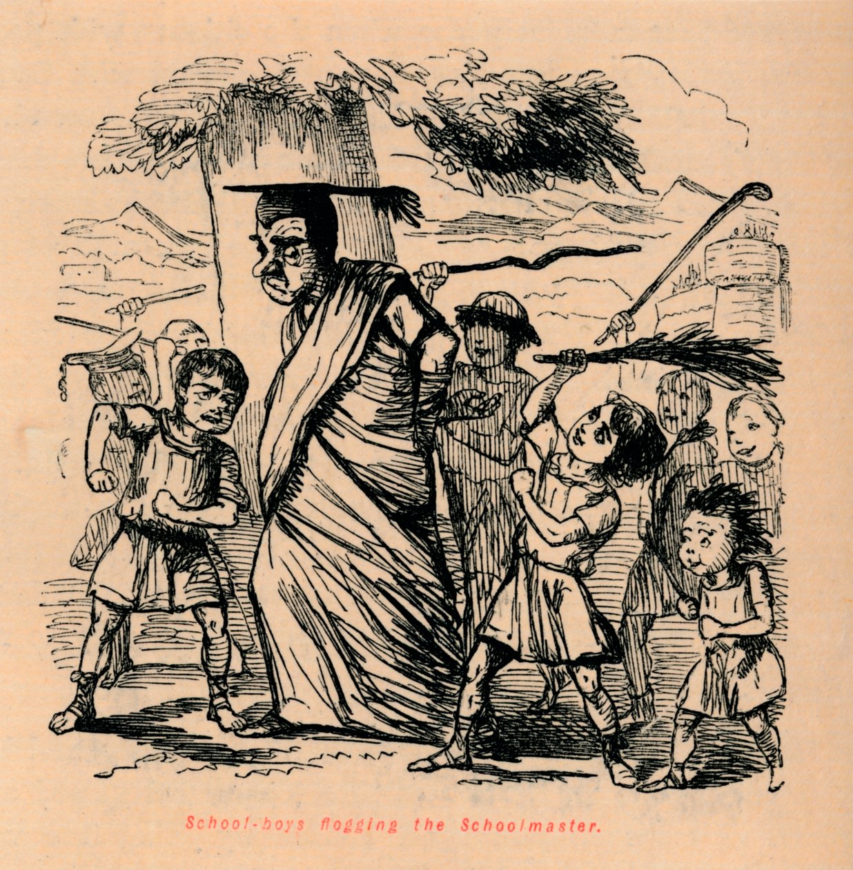 Uczniowie wychłostający nauczyciela, 1852 autorstwa John Leech